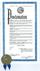 Proclamation remise par le maire de Clearwater